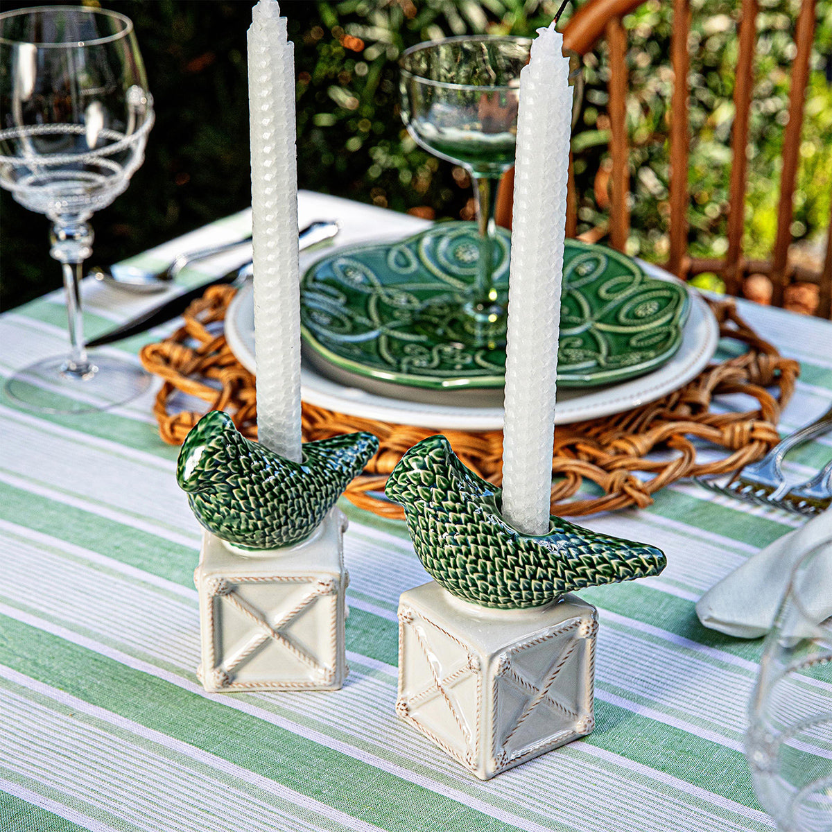 Berry & Thread Bird Topiary Candlestick Set/2 - Multi – Juliska