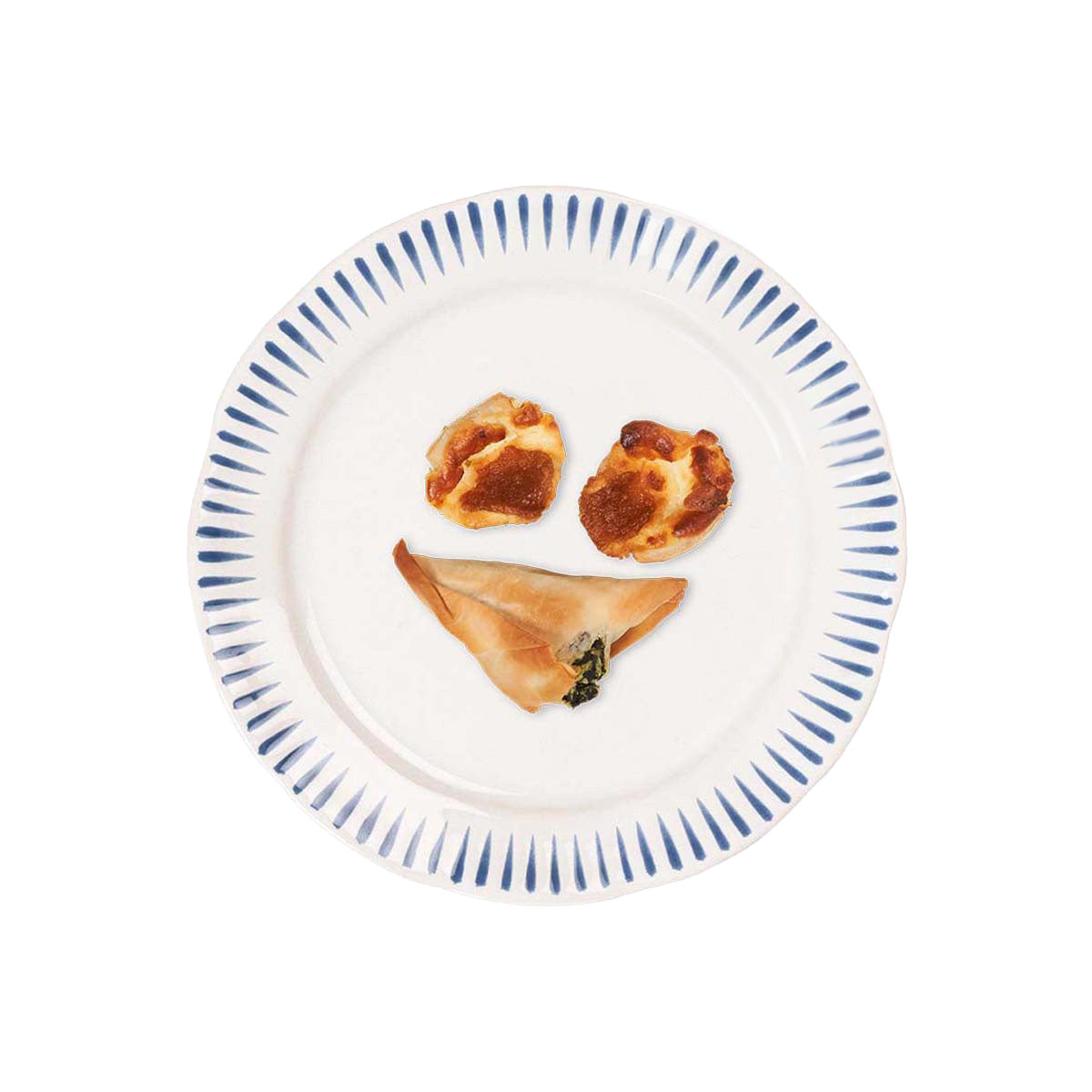 Sitio Stripe Side/Cocktail Plate - Delft Blue, styled table setting view