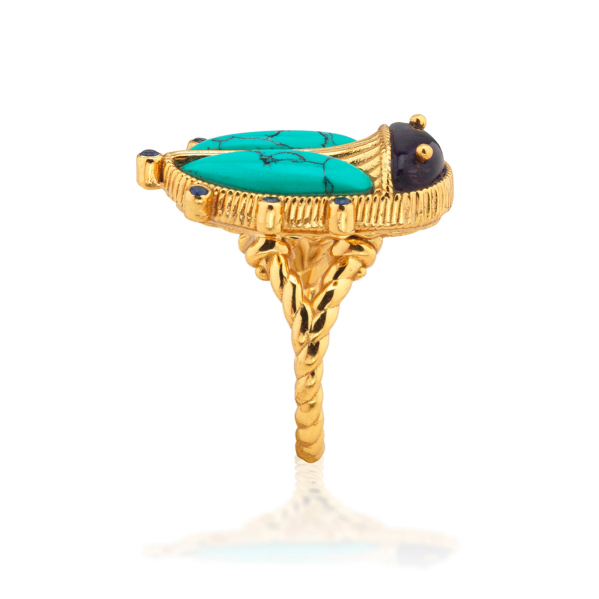 Scarab Grande Ring Amethyst Turquoise, alternate angle