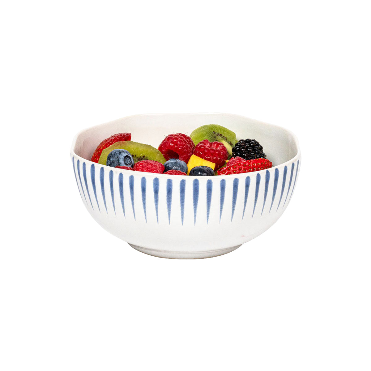 Sitio Stripe Cereal/Ice Cream Bowl - Delft Blue, styled table setting view