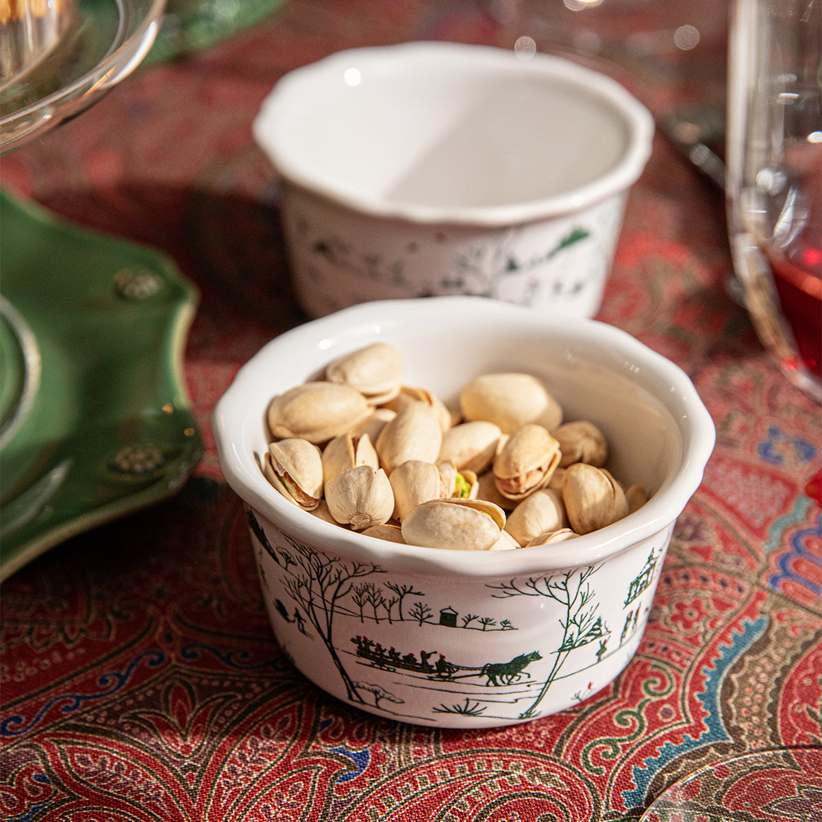Country Estate Winter Frolic Ramekin - Evergreen - close-up detail