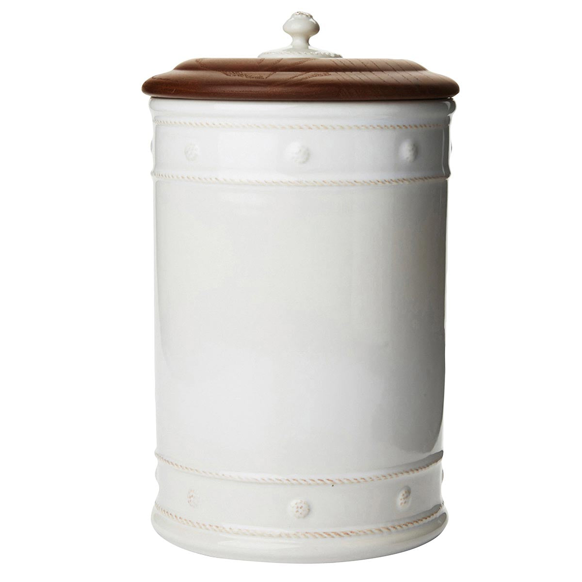 Adorned in our rich basket weave motif and capped with an Ash Wood lid that keeps necessary supplies at your fingertips, yet under wraps. Great for your kitchen, bathroom, and office.
