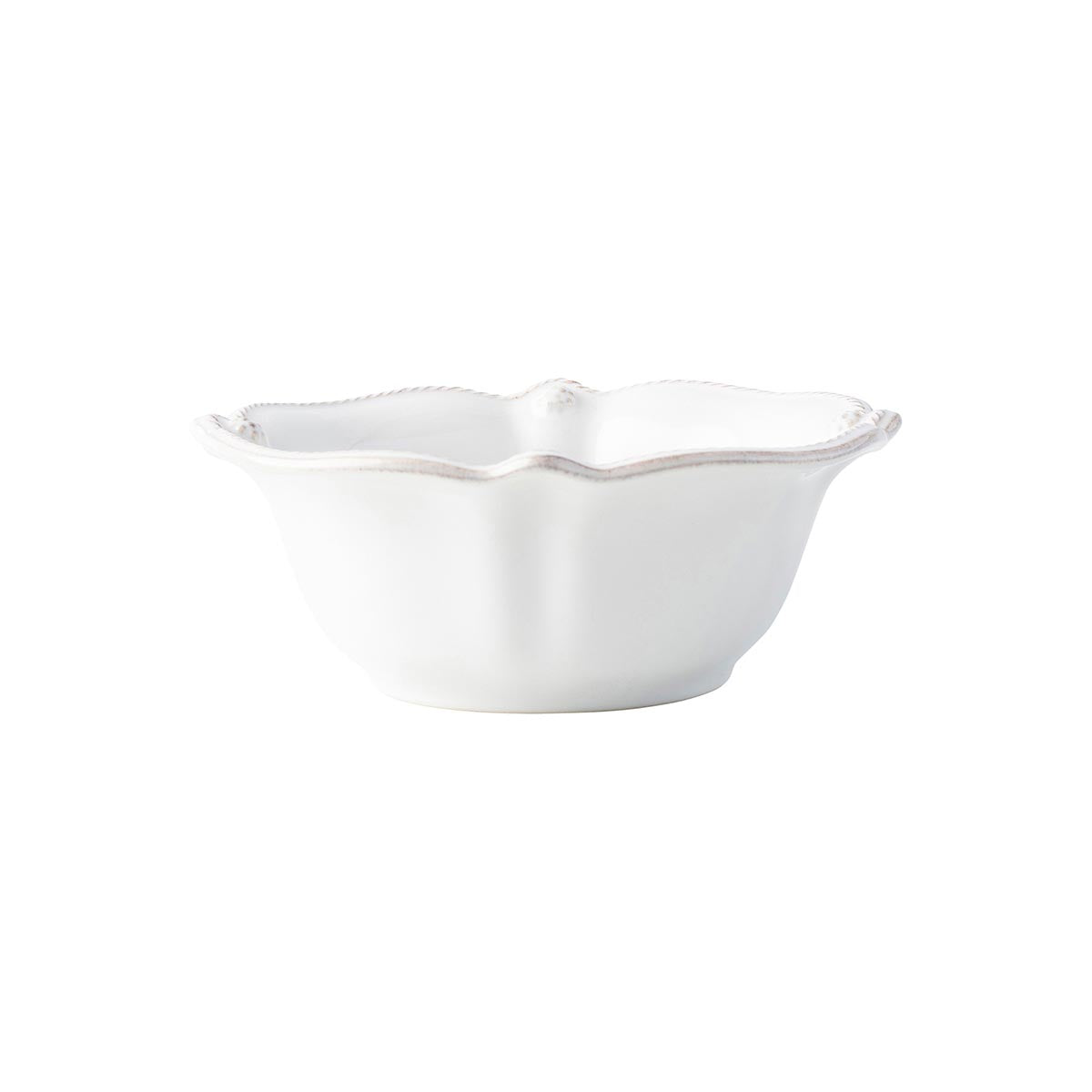 This cereal bowl in whitewash has a subtly scalloped edge, and is a new take on a classic and versatile shape.