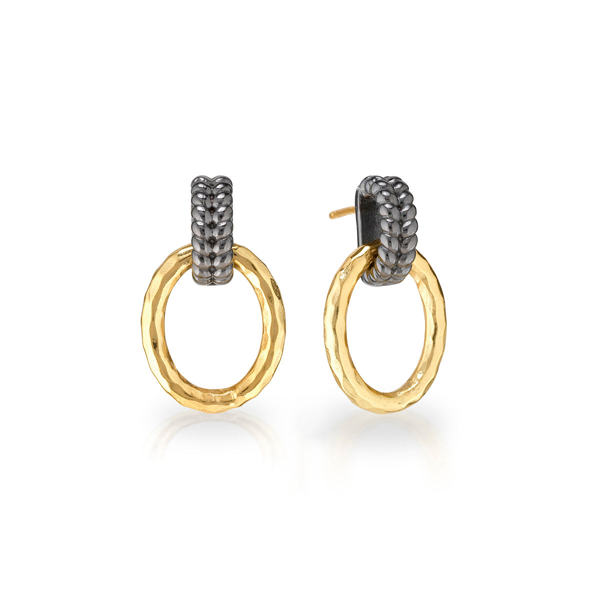 Cleopatra Regal Link Earrings in Midnight and Gold
