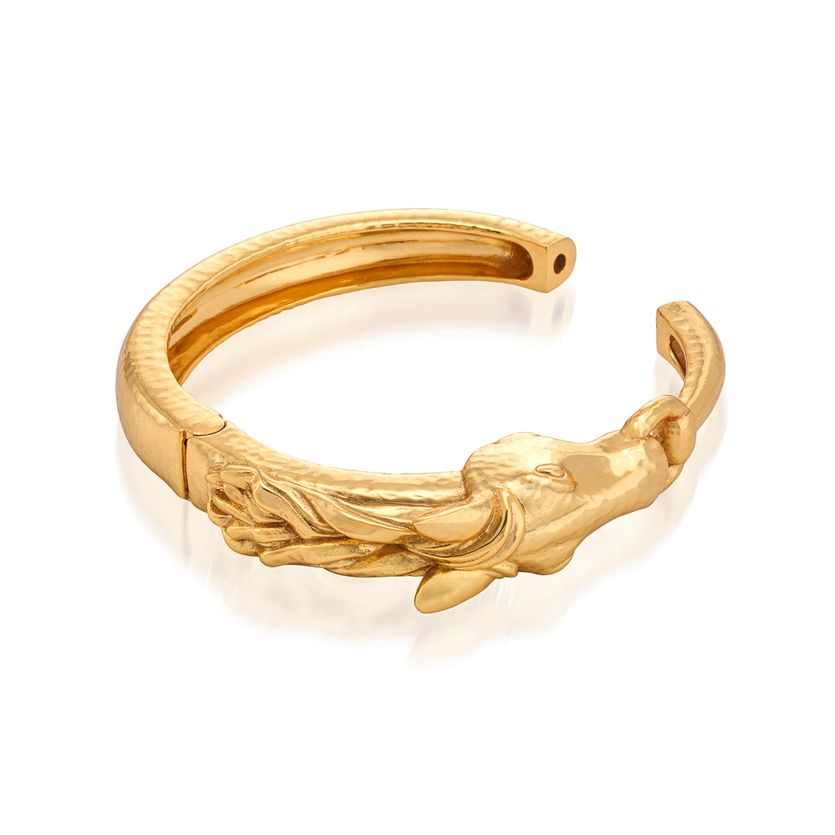 Equestrian Horsehead Hinged Bangle - Gold Top Detail 