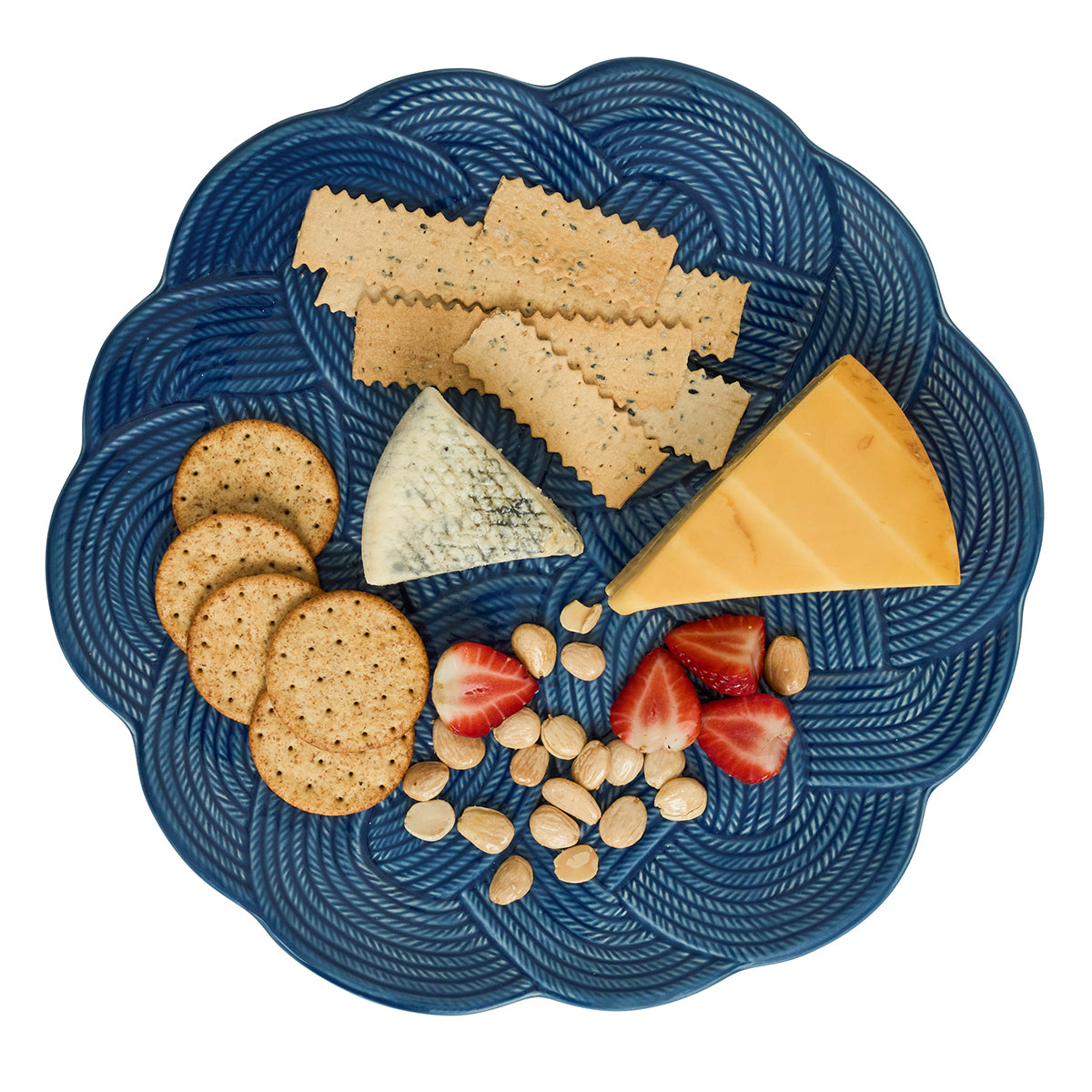 Le Panier Mystic Knot Charger/Platter - Denim - styled table setting view