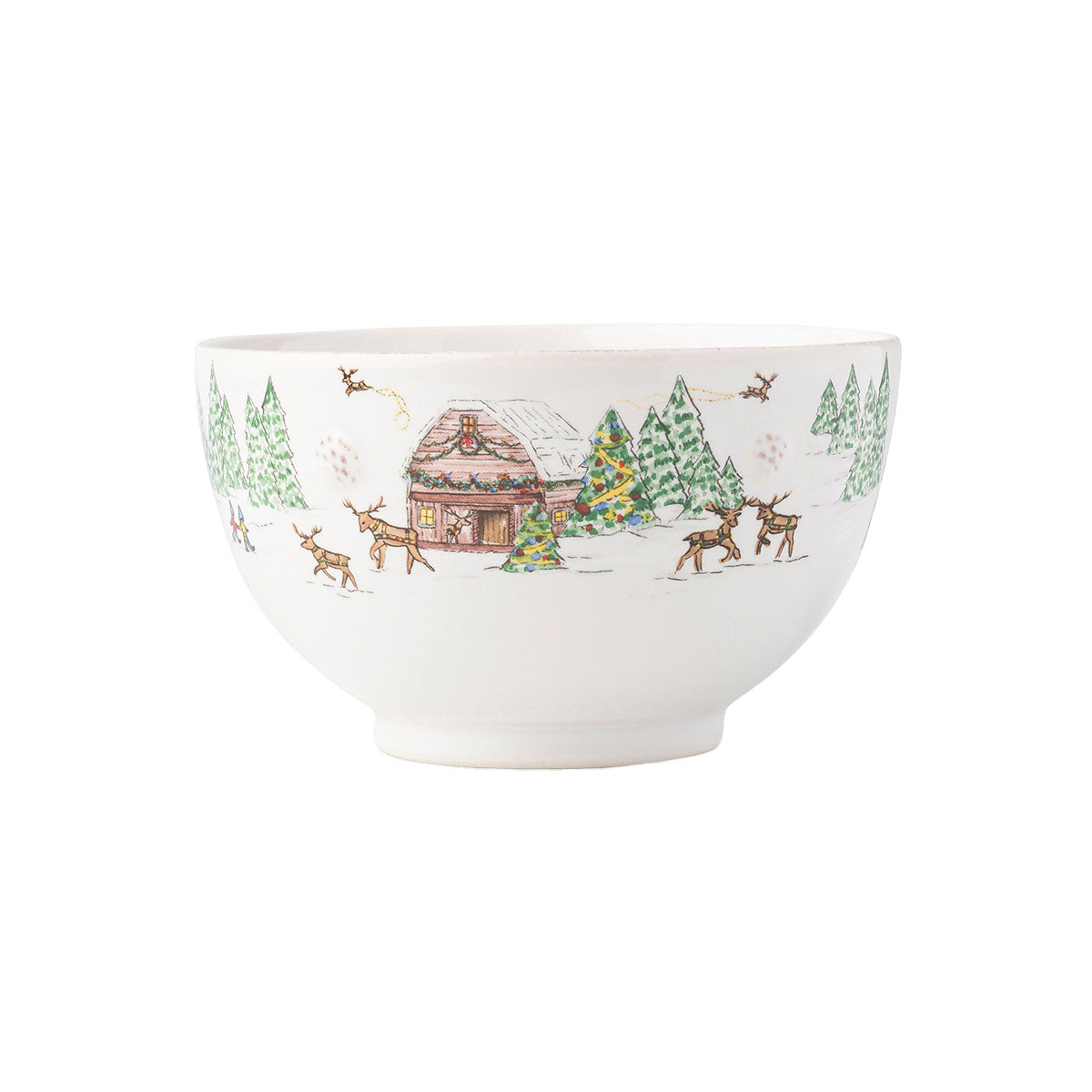 The mythical, folkloric world of the North Pole is hand illustrated atop iconic Berry & Thread shapes in this holiday collection. Find the elves’ village and toy workshop depicted around this chic bowl will become a staple for all your seasonal soups and warm, tasty desserts.