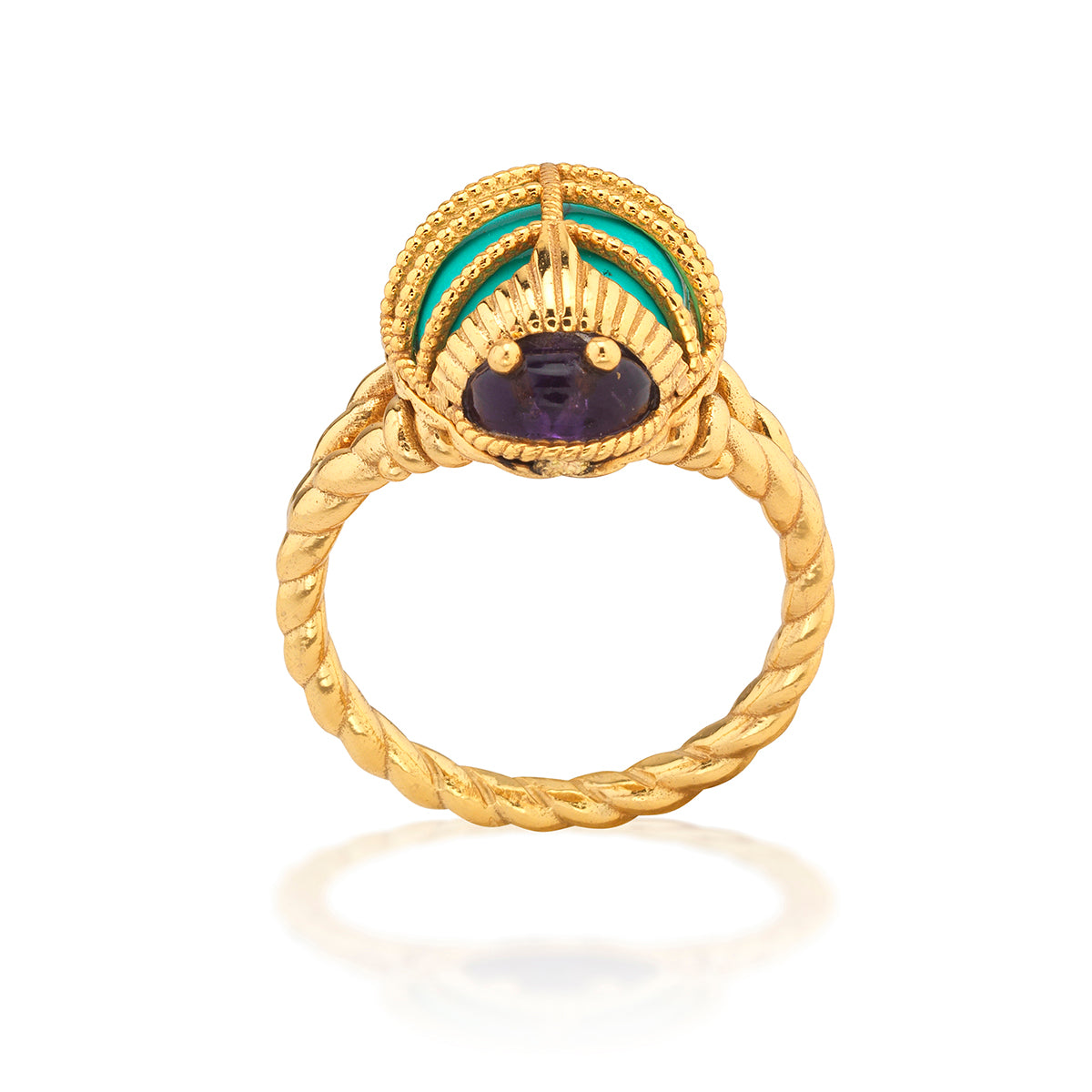 Scarab Petite Ring Amethyst Turquoise, detail view