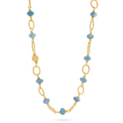 For when just a dash will do, we’ve added semi-precious jade beads to a classic chain necklace for a subtle splash of color. Gloriously versatile, this necklace moonlights as a bracelet when wrapped around the wrist three times, can be transformed into a lariat style, is designed for layering and can hang a pendant. Just like all women, this necklace is a beautiful multi-tasking gem. Offered in Ocean Blue, African Violet and Meadow Green.