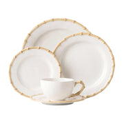 From our Bamboo Collection- Bringing a sense of naturalistic glamour to your dinner table, our Bamboo five piece setting contains a dinner plate, dessert/salad plate, side/cocktail plate, tea/coffee cup and saucer.