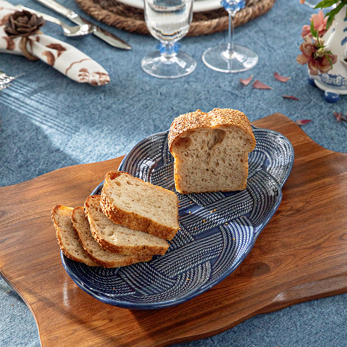 Le Panier Mystic Knot 15" Hostess Tray - Denim - detail view