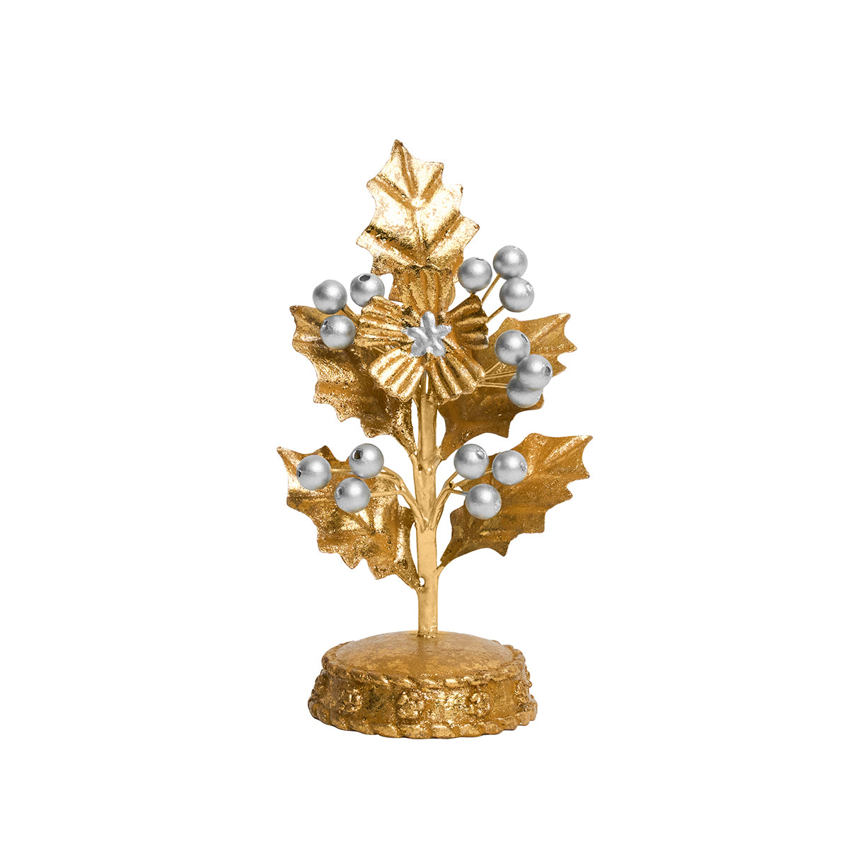 Forest Walk Holly Place Card Holder - Gold/Silver