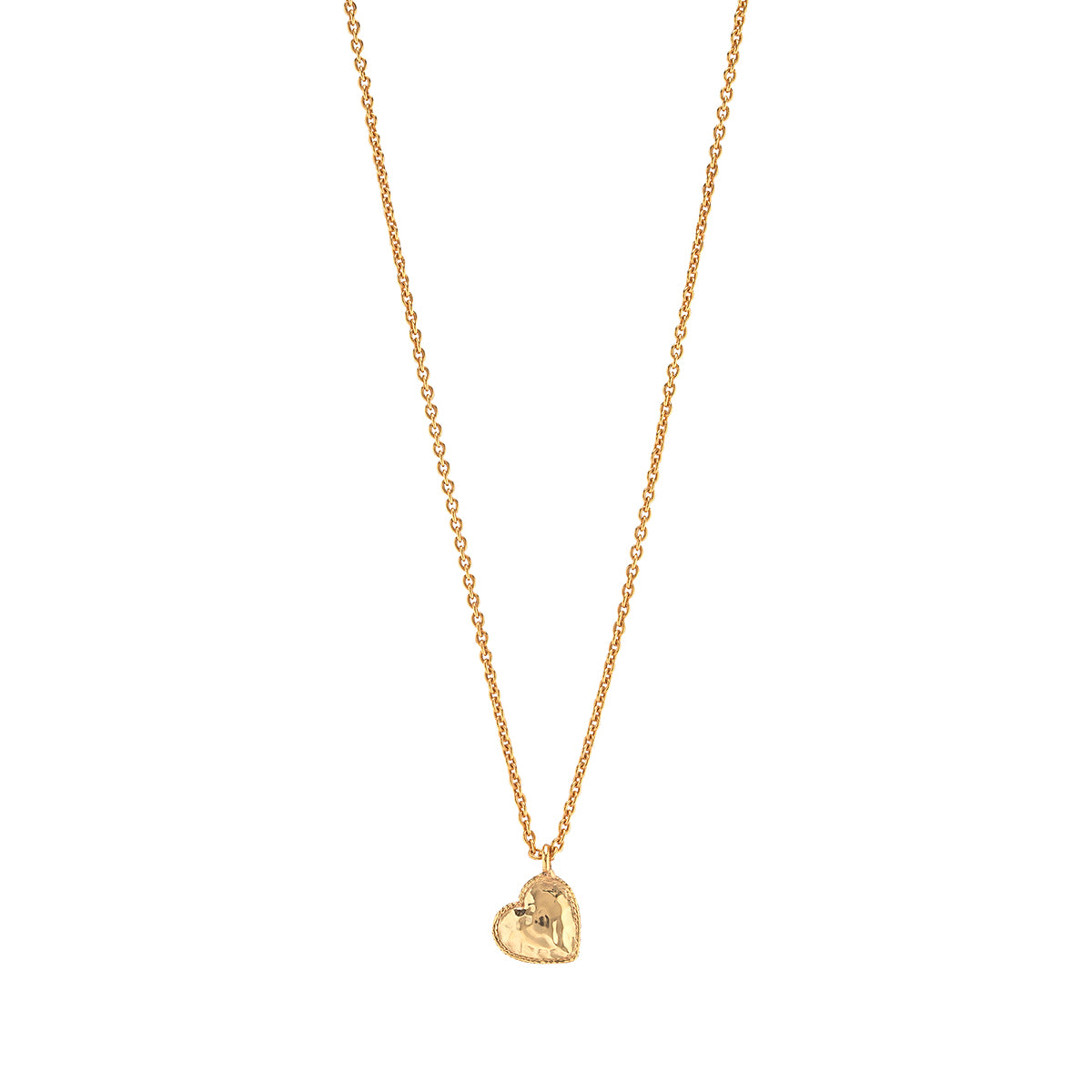 Love Heart Charm Necklace, 16"+2" - Gold