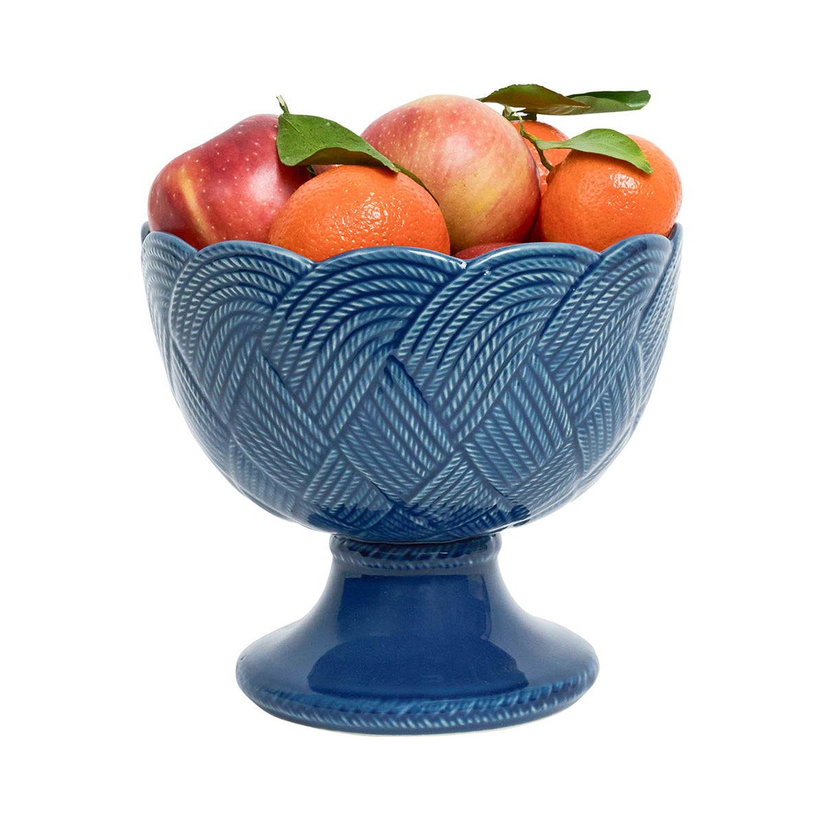 Le Panier Mystic Knot Footed Bowl - Denim - styled table setting view