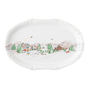 The mythical, folkloric world of the North Pole is hand illustrated atop iconic Berry & Thread shapes in this new holiday collection. Find the elves’ village and toy workshop depicted on this generously sized 17” platter with subtly scalloped rim.