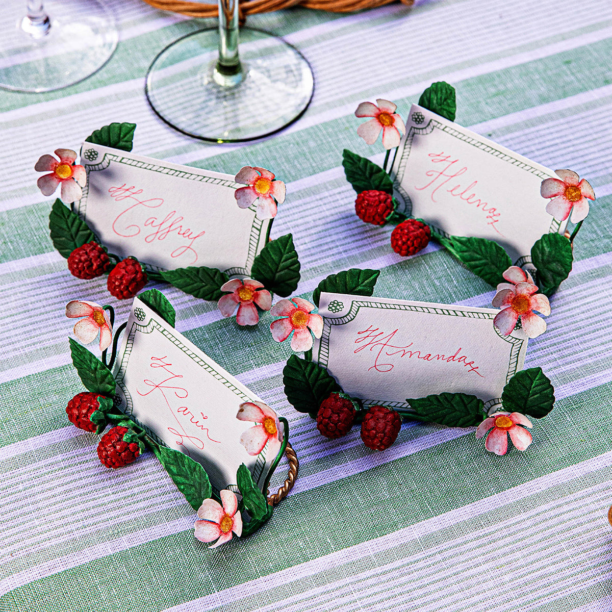 Meadow Walk Raspberries Place Card Holder Set/4 - Multi – Juliska