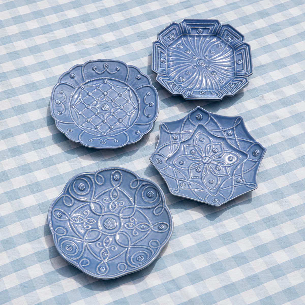Jardins du Monde Dessert/Salad Plate Assorted Set/4 - Chambray
