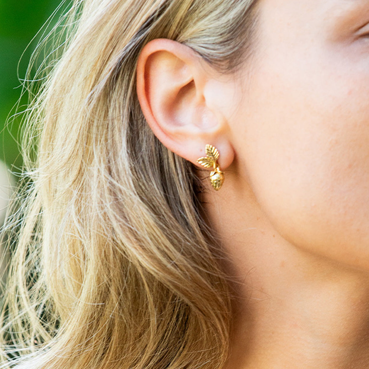 Meadow Walk Drop Earrings Gold, lifestyle setting