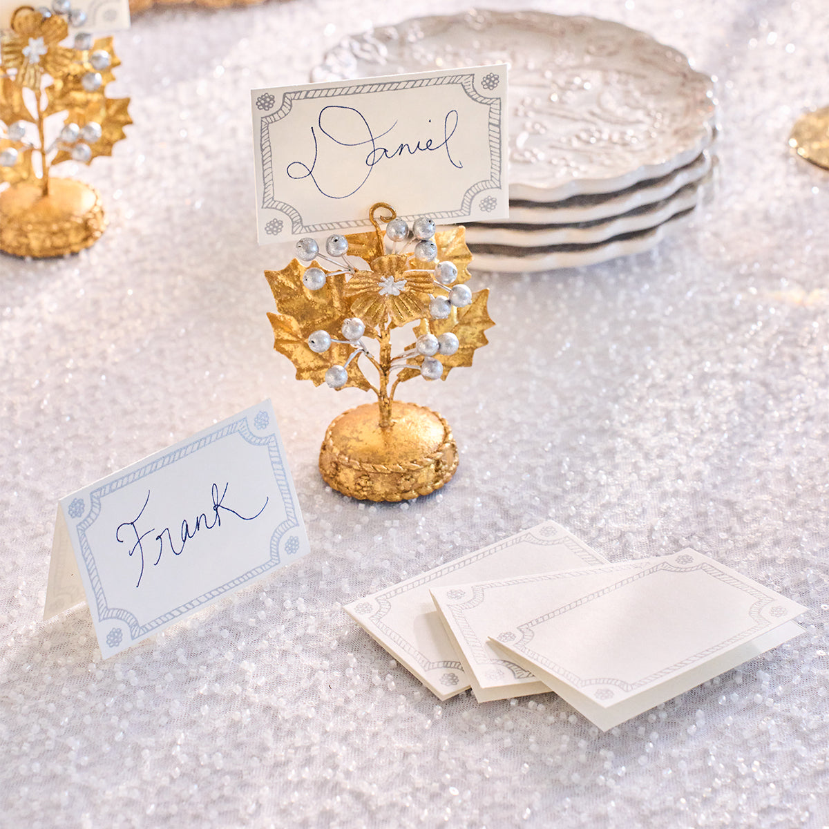Berry & Thread Place Card Set/12 - Silver - alternate angle