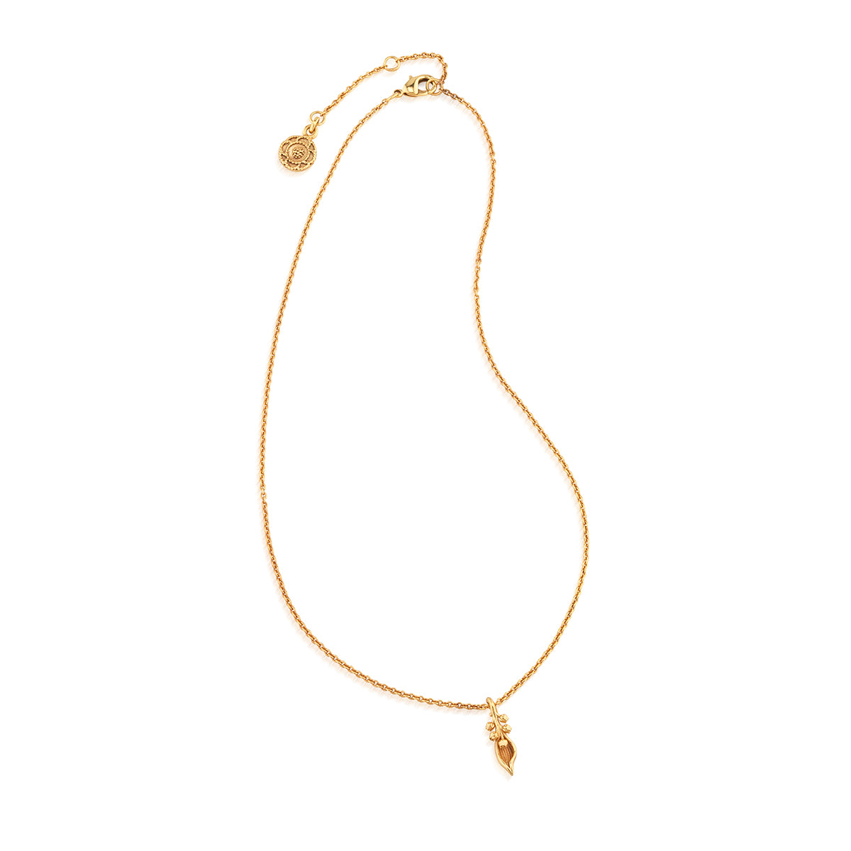 Meadow Walk Lily Charm Necklace 16in 2in Gold, detail view