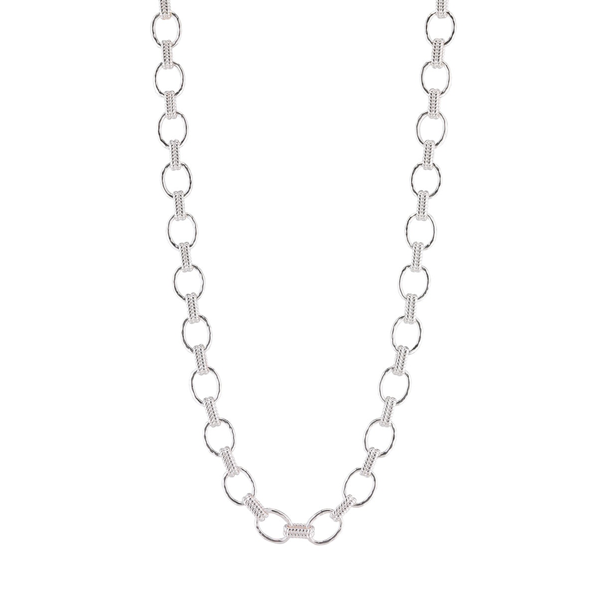 Cleopatra Small Link Necklace, 16"+2" - Silver
