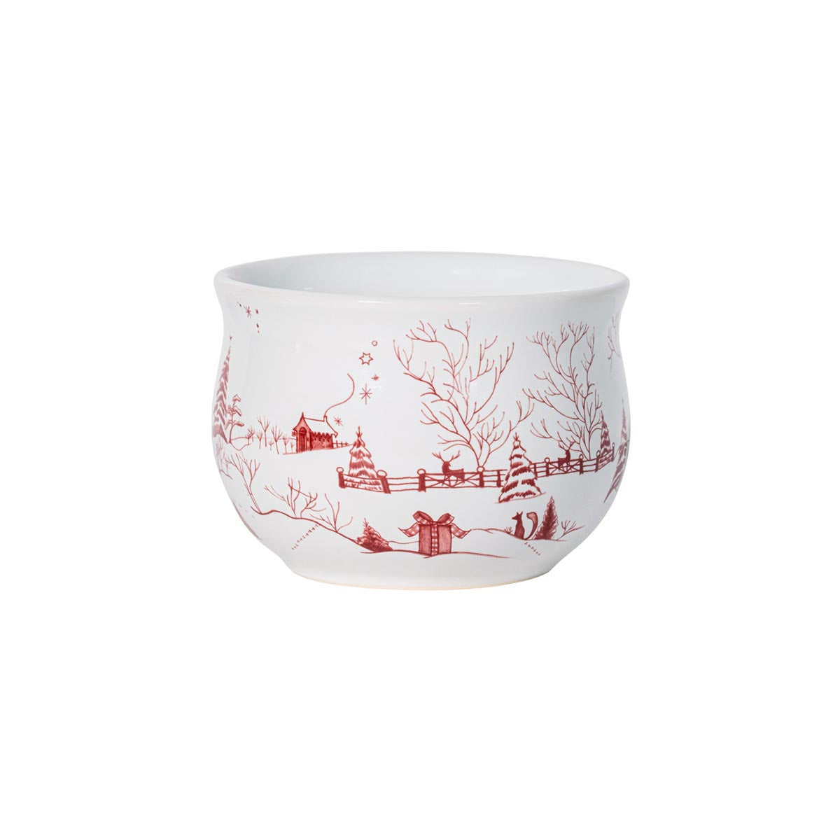Irresistibly charming, this bowl features our beloved Country Estate in full swing with jolly winter festivities and was designed to contain cozy comforts, from homemade soups and stews to Christmas puddings and desserts.