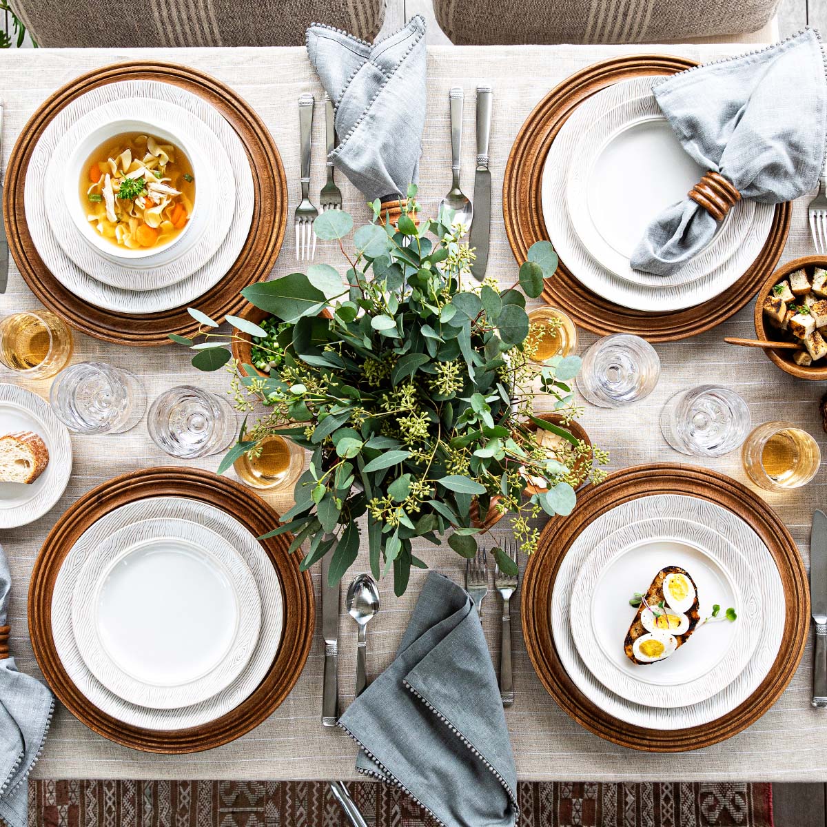 Blenheim Oak 16pc Place Setting - Whitewash | Juliska