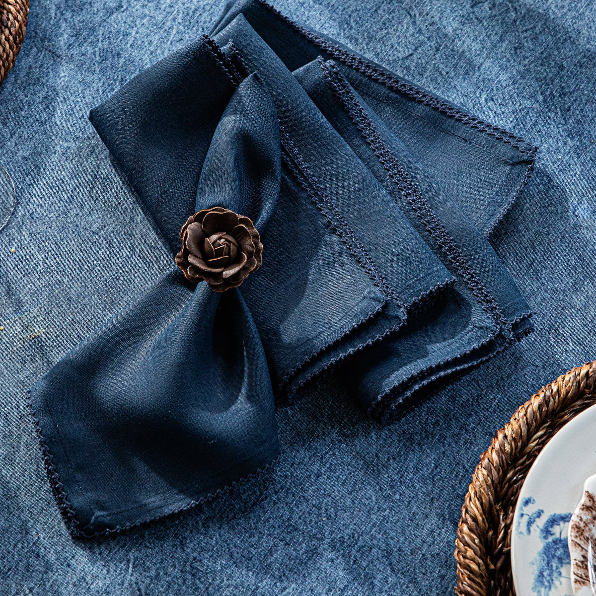 Berry Scallop Napkin Set/4 - Navy - alternate angle