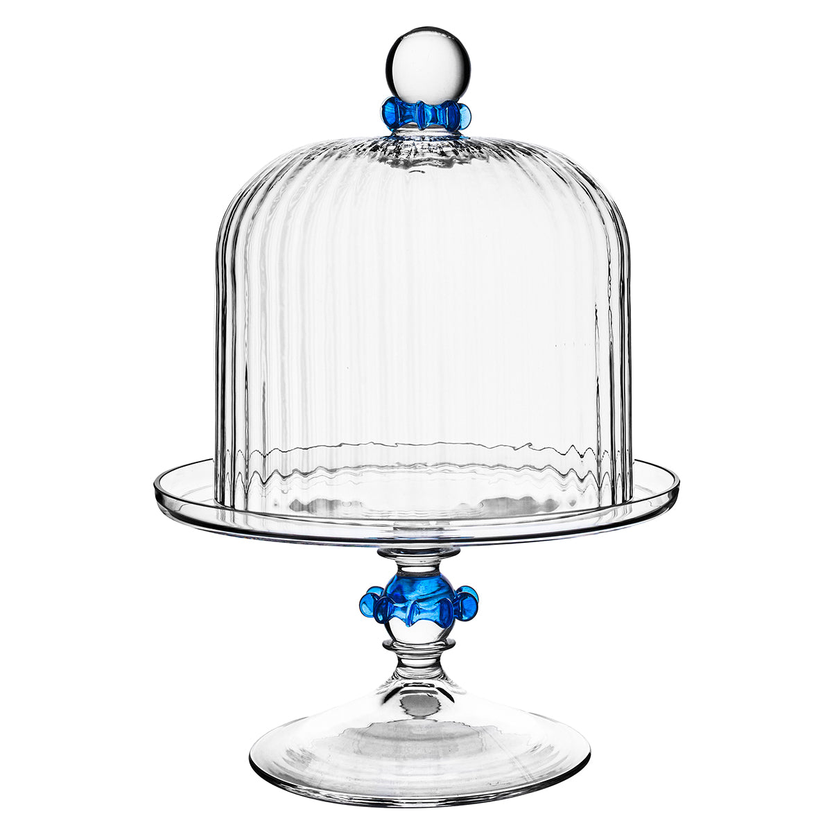 Nell Ruffle Petite Cake Dome & Stand Set - Chambray