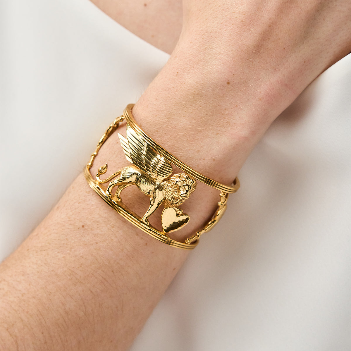 Lionheart Cuff - Gold close up on model 