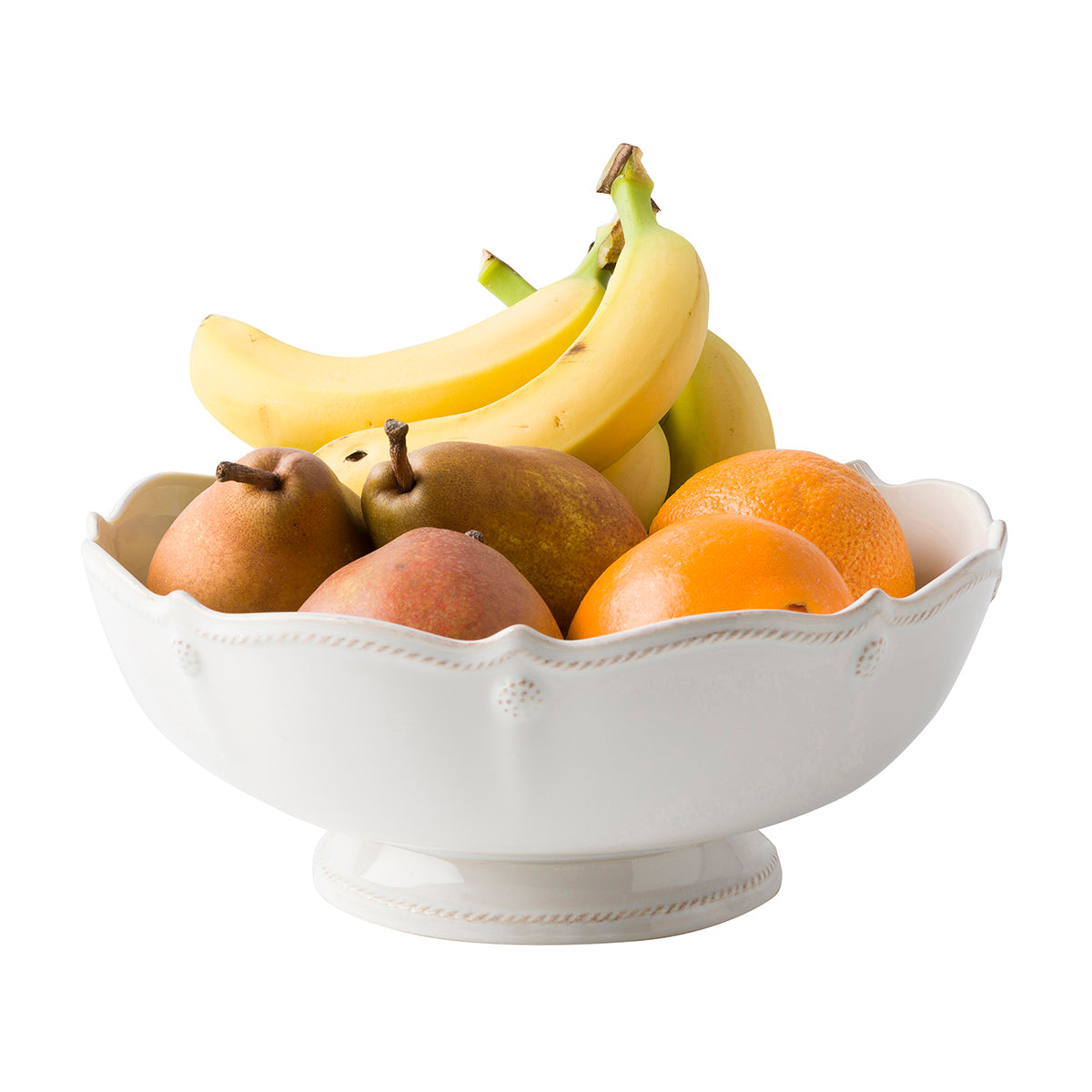 Berry & Thread 11" Footed Fruit Bowl - Whitewash, styled table setting view