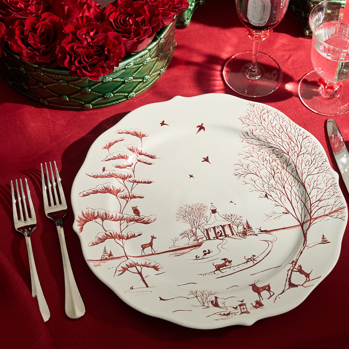 Country Estate Winter Frolic Charger/Platter - Ruby - scale reference view