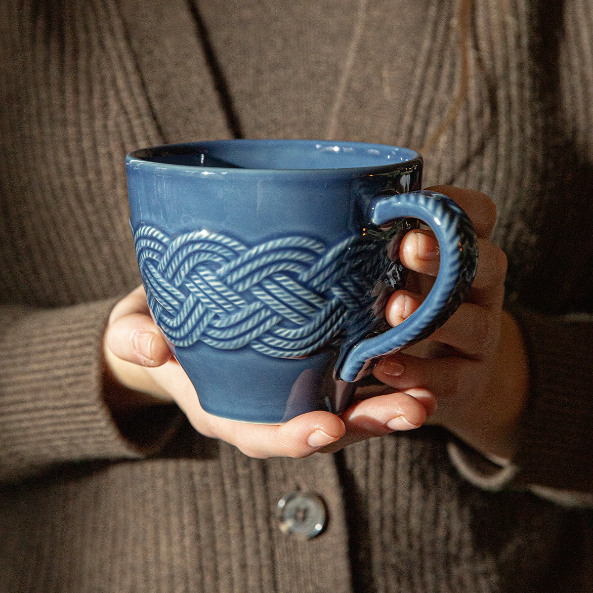 Le Panier Mystic Knot Mug - Denim - lifestyle setting
