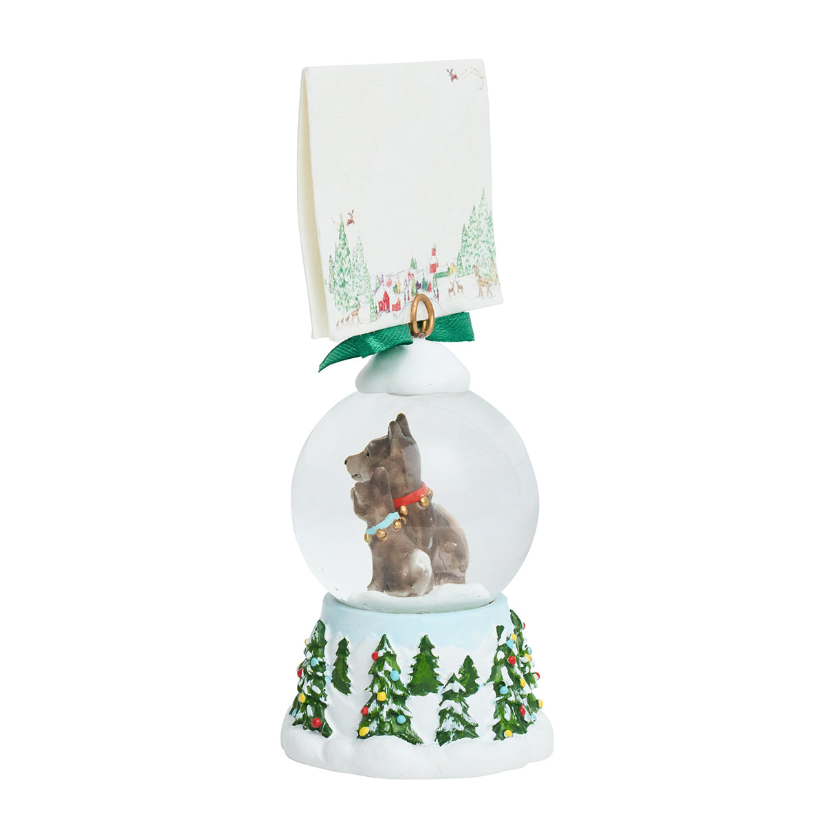 Berry & Thread North Pole Husky Snow Globe Place Card Holder - detail view