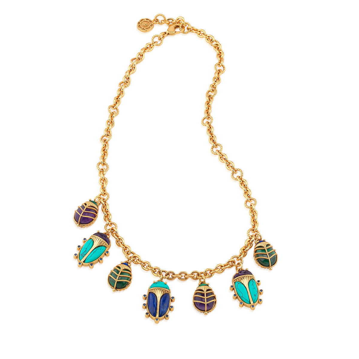 Scarab Family Necklace 16in 2in Multi in multicolor, detail view