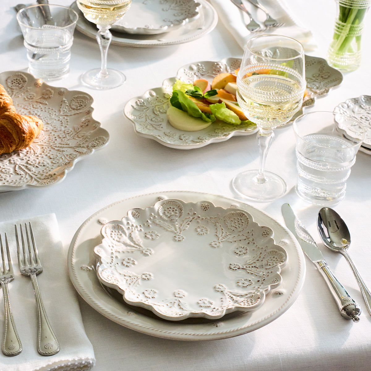 Berry & Thread Thistle Dessert/Salad Plate - Whitewash - lifestyle setting