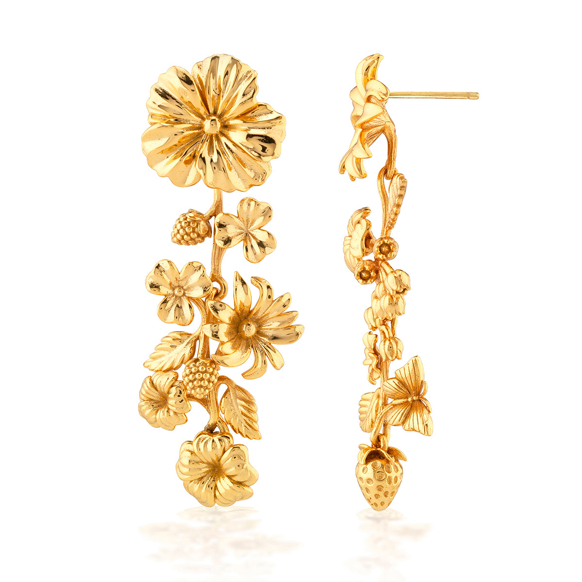 Meadow Walk Bouquet Mismatched Grande Earrings Gold, detail view
