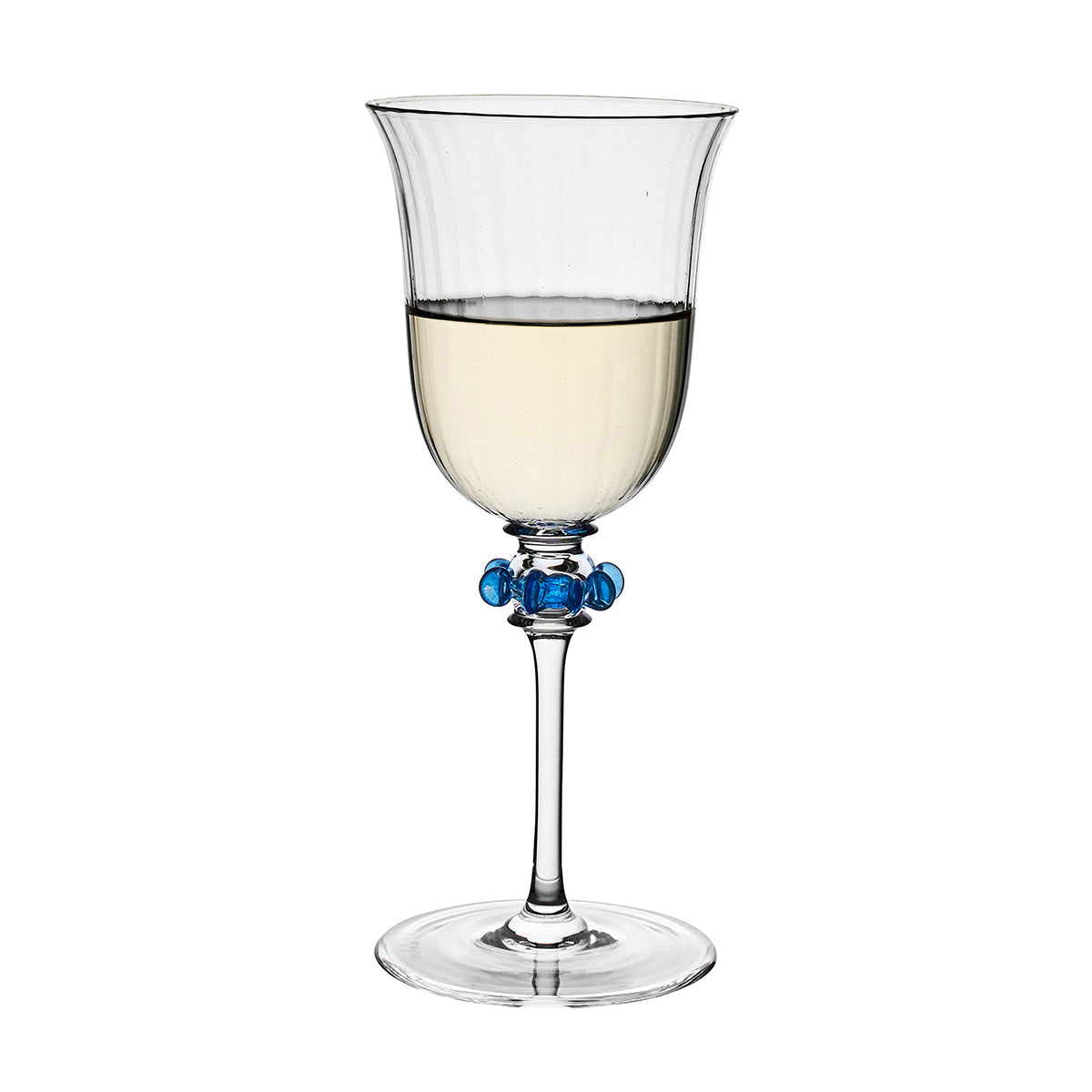 Nell Ruffle Wine Glass - Chambray - styled table setting view
