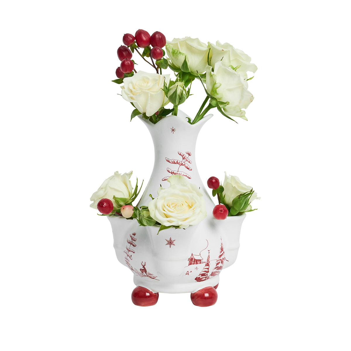 Country Estate Winter Frolic 6" Tulipiere Vase - Ruby - styled table setting view