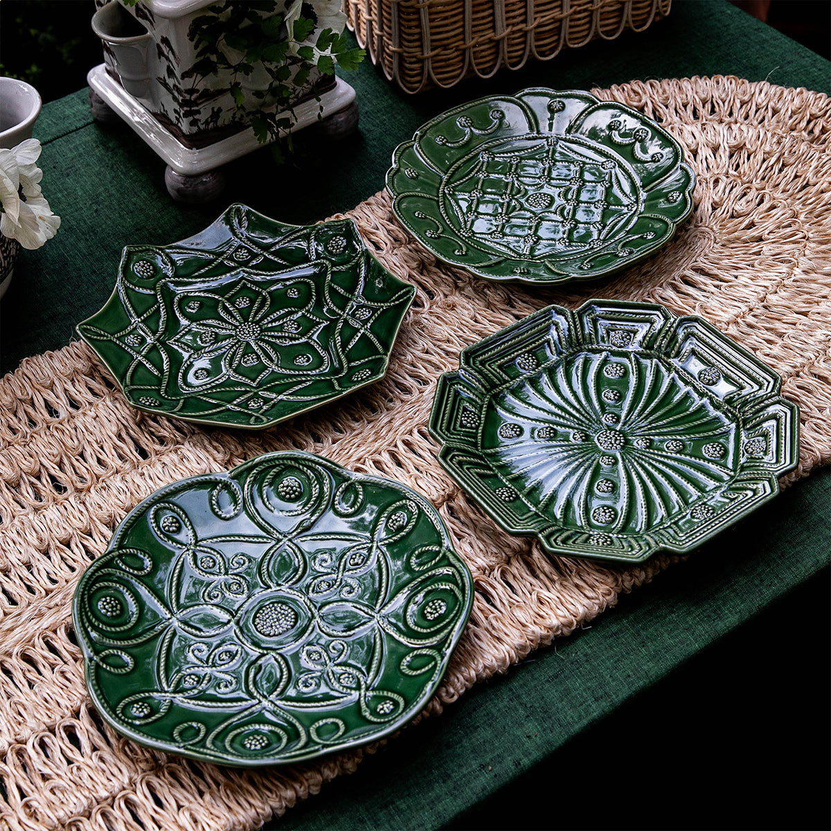 希少Juliska ジュリスカ Jardins du Monde プレートセット Jardins Du Monde Side/Cocktail Plate Assorted Set/4 - Basil – Juliska