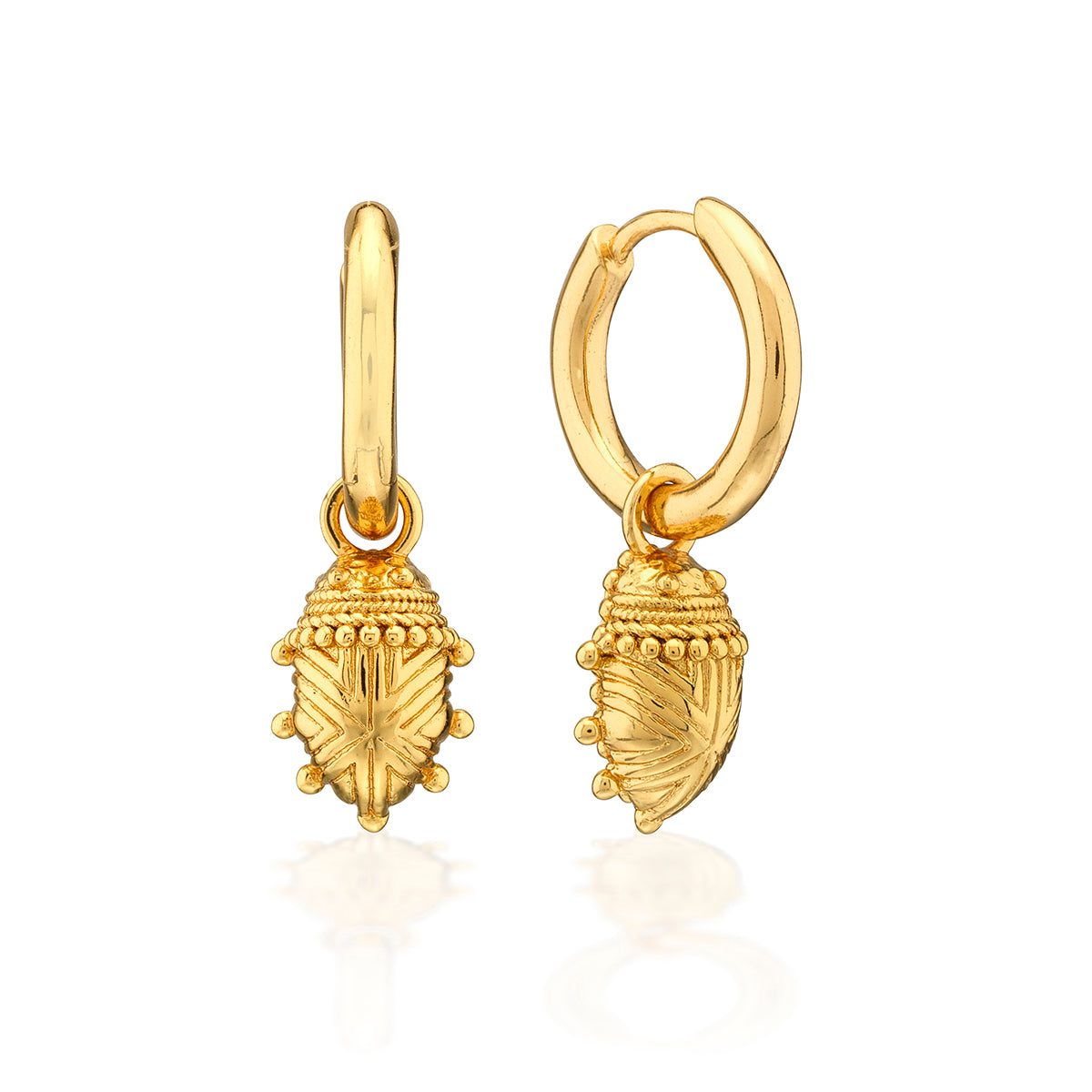 Scarab Huggie Charm Earrings - Gold