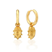 Scarab Huggie Charm Earrings - Gold