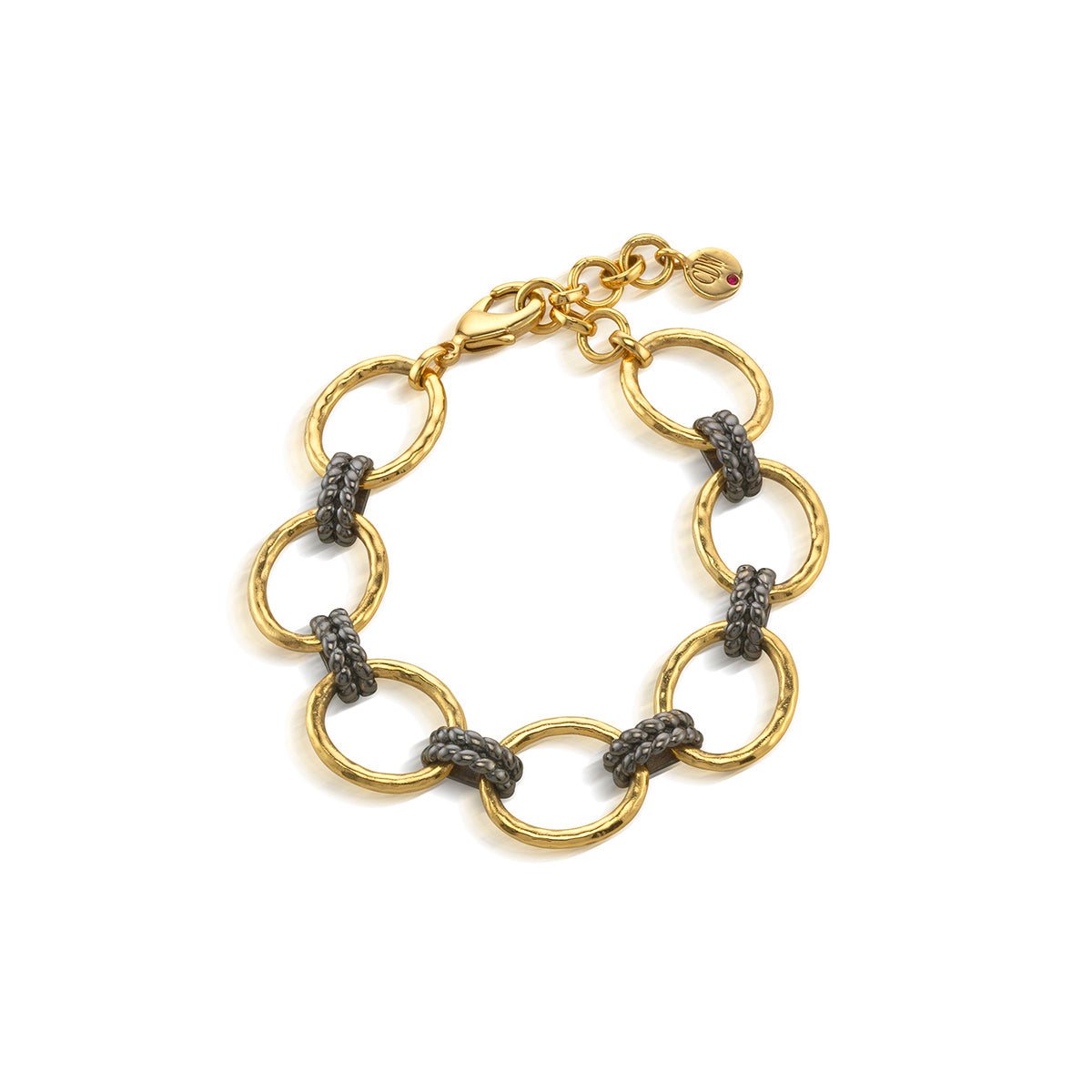 Cleopatra Grande Link Bracelet, 7+1.5" Gold/midnight