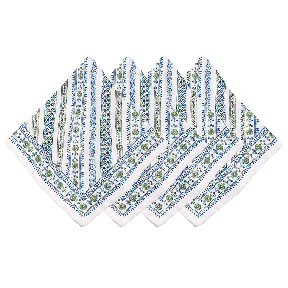 Seville Stripe Napkin Set-4 - Green