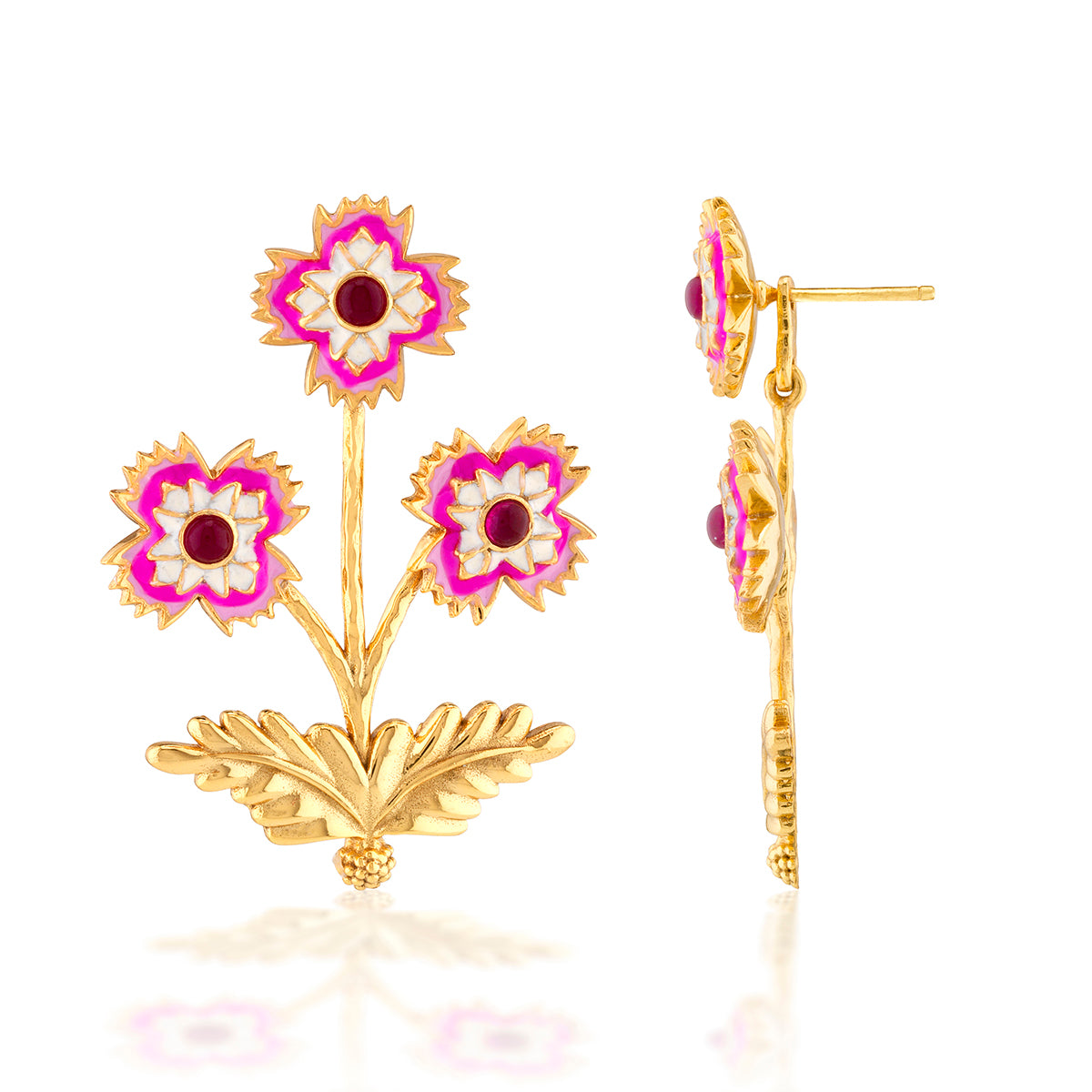 Dianthus Convertible Bouquet Post Earrings Pink, alternate angle