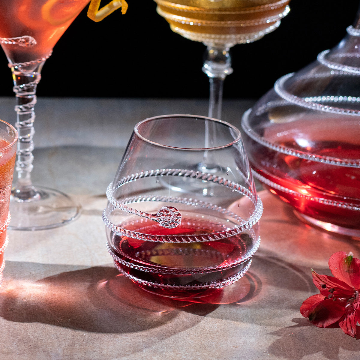Amalia Stemless Red Wine Glass - detail view
