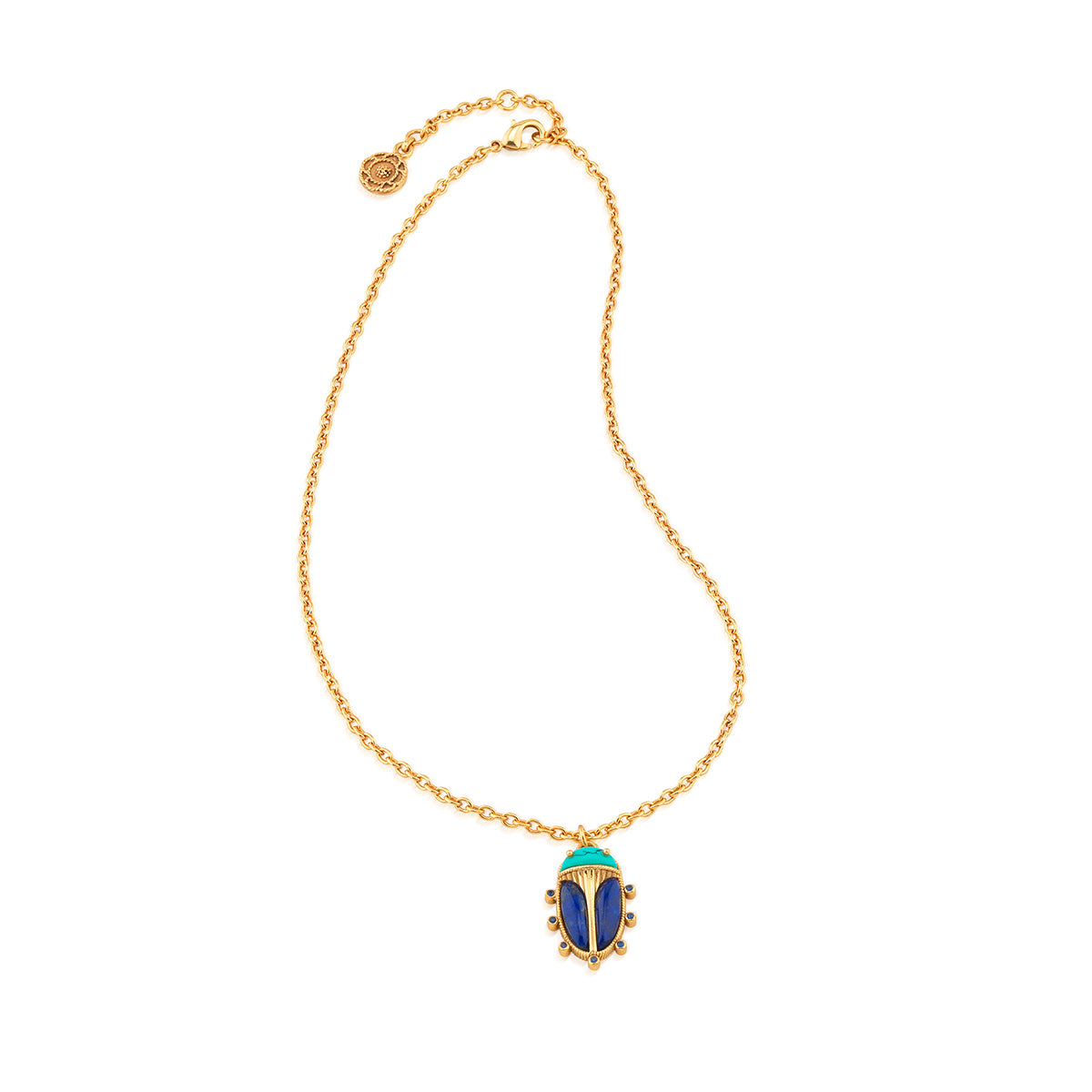 Scarab Charm Necklace 16in 2in Multi in multicolor, detail view