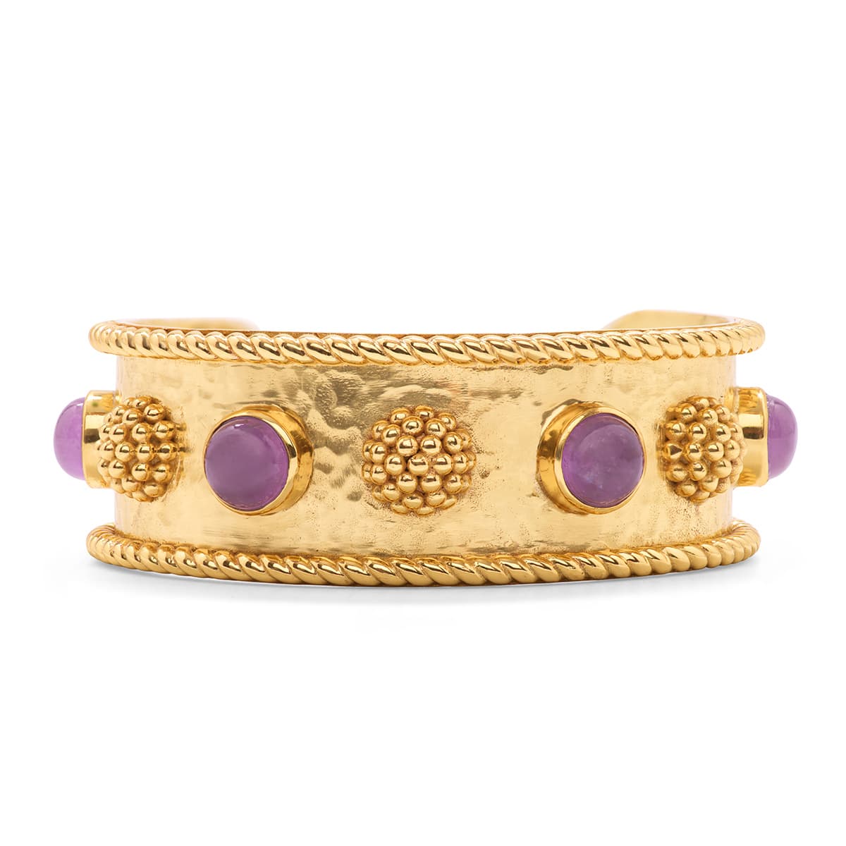 Gold cuff with violet jade inlaid.