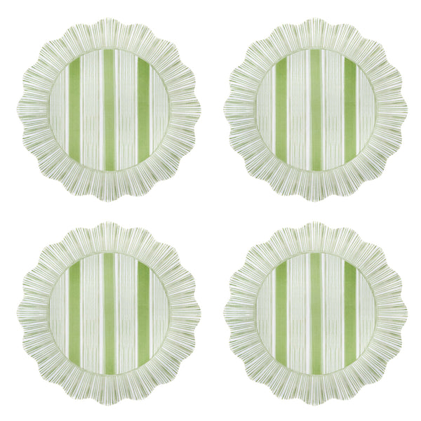 Cabana Stripe Melamine Dessert/Salad Plate Set/4 - Seagrass