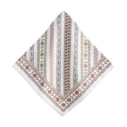 This cotton sateen napkin was inspired by our meanderings through the ancient streets of Seville where we fell in love with the ancient city’s hand-painted tiles, and created this charming striped motif in the earthy and rich organic colors of the Spanish countryside.